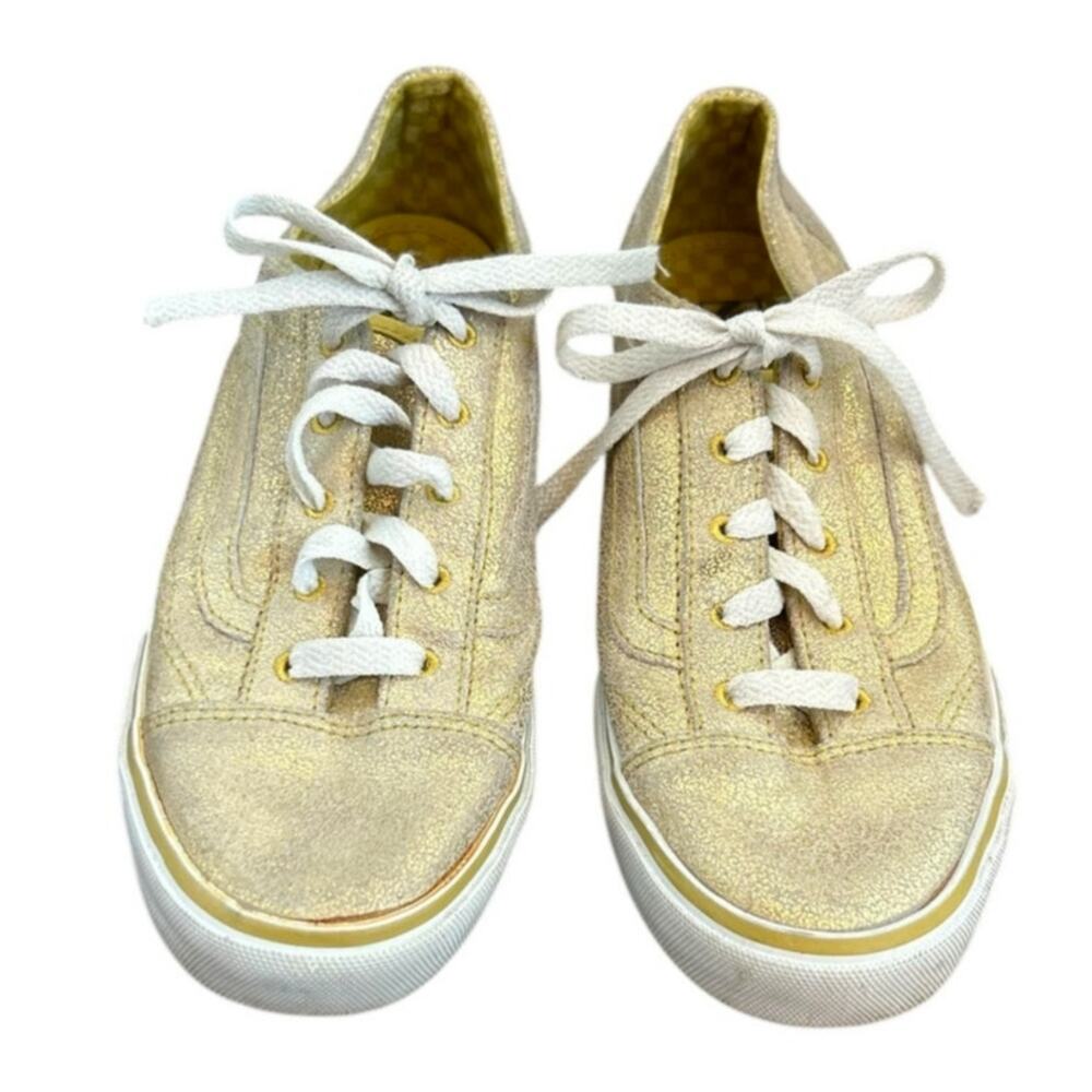 Vans Old Skool Lo Pro Shoes Cracked Metal Gold
